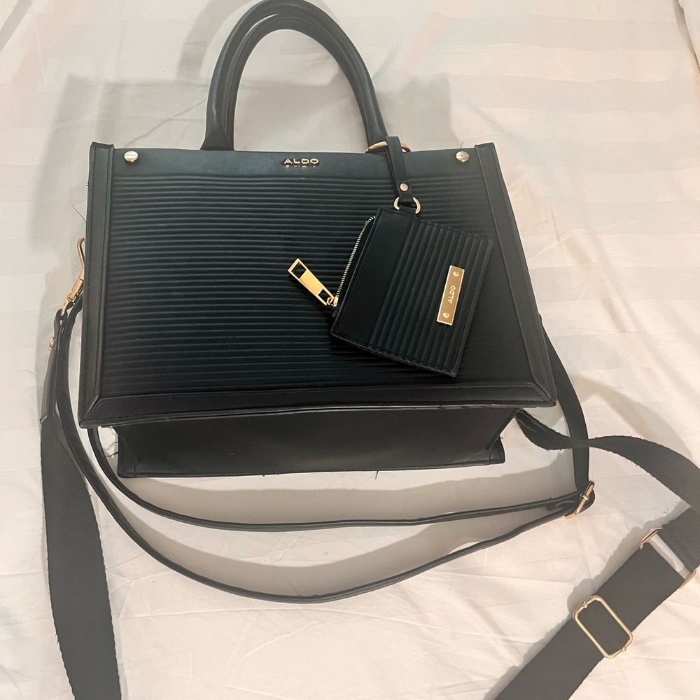 Aldo Black Shoulder Bag with Gold Hardware